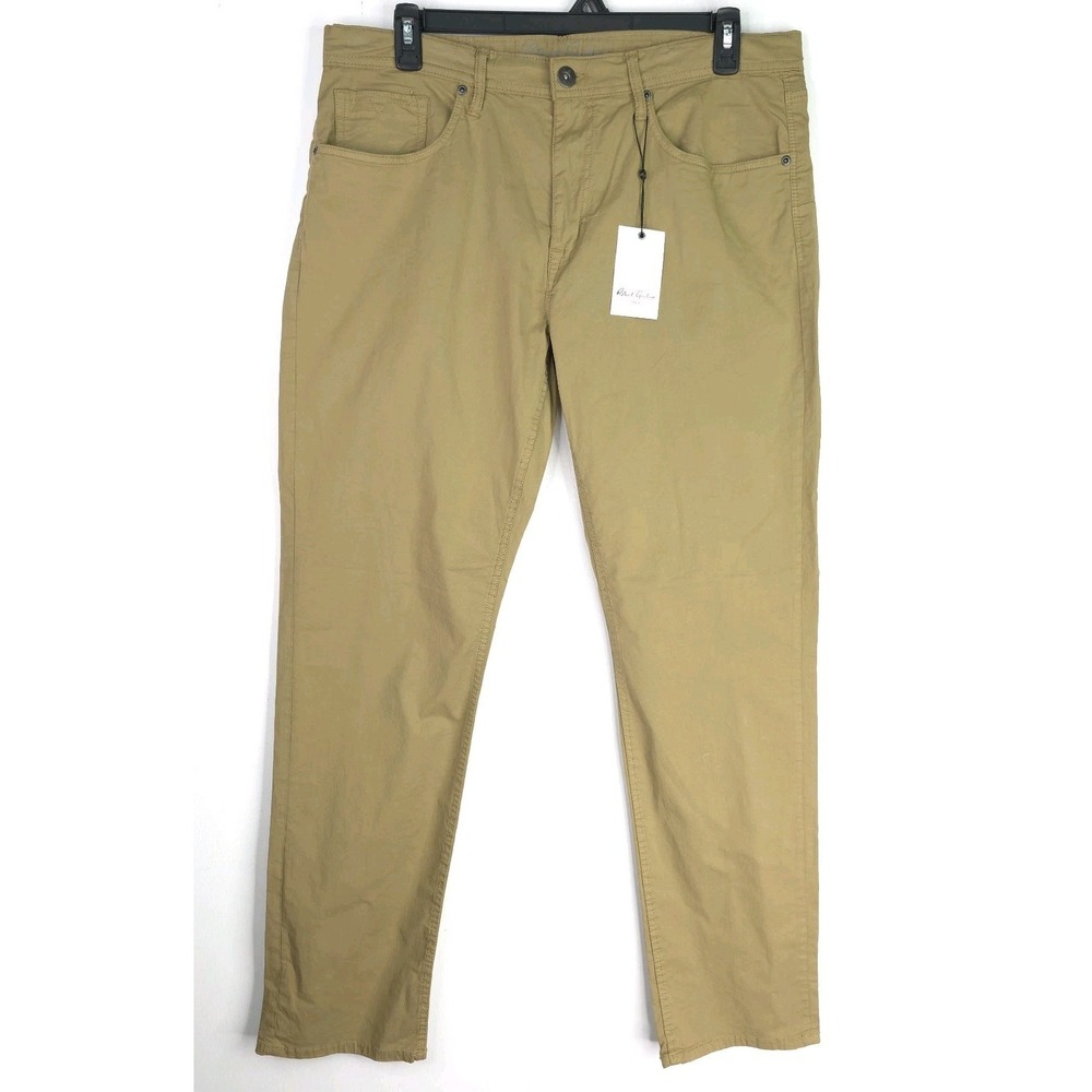 $188 NWT Robert Graham Mens 36X34 HAGLEY Beige/Tan Cotton 98% Elastane 2% Pants